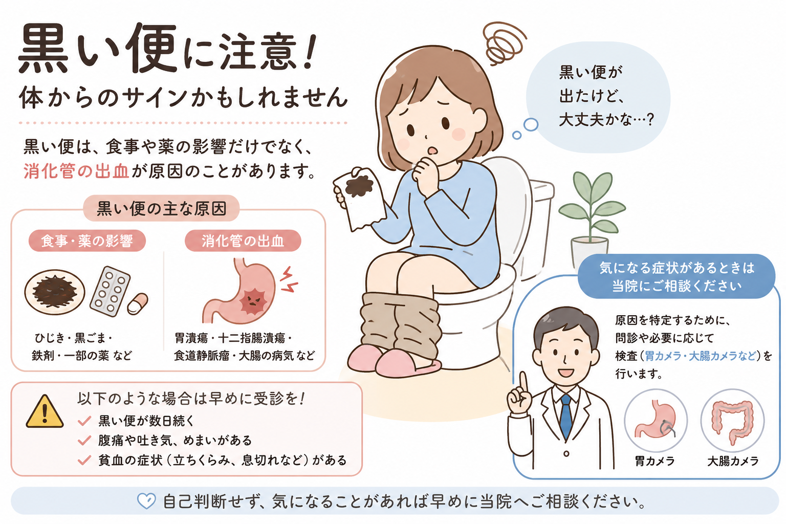 菊川周辺で黒い便の相談をしたい方へ｜菊川皮膚科・消化器科クリニック